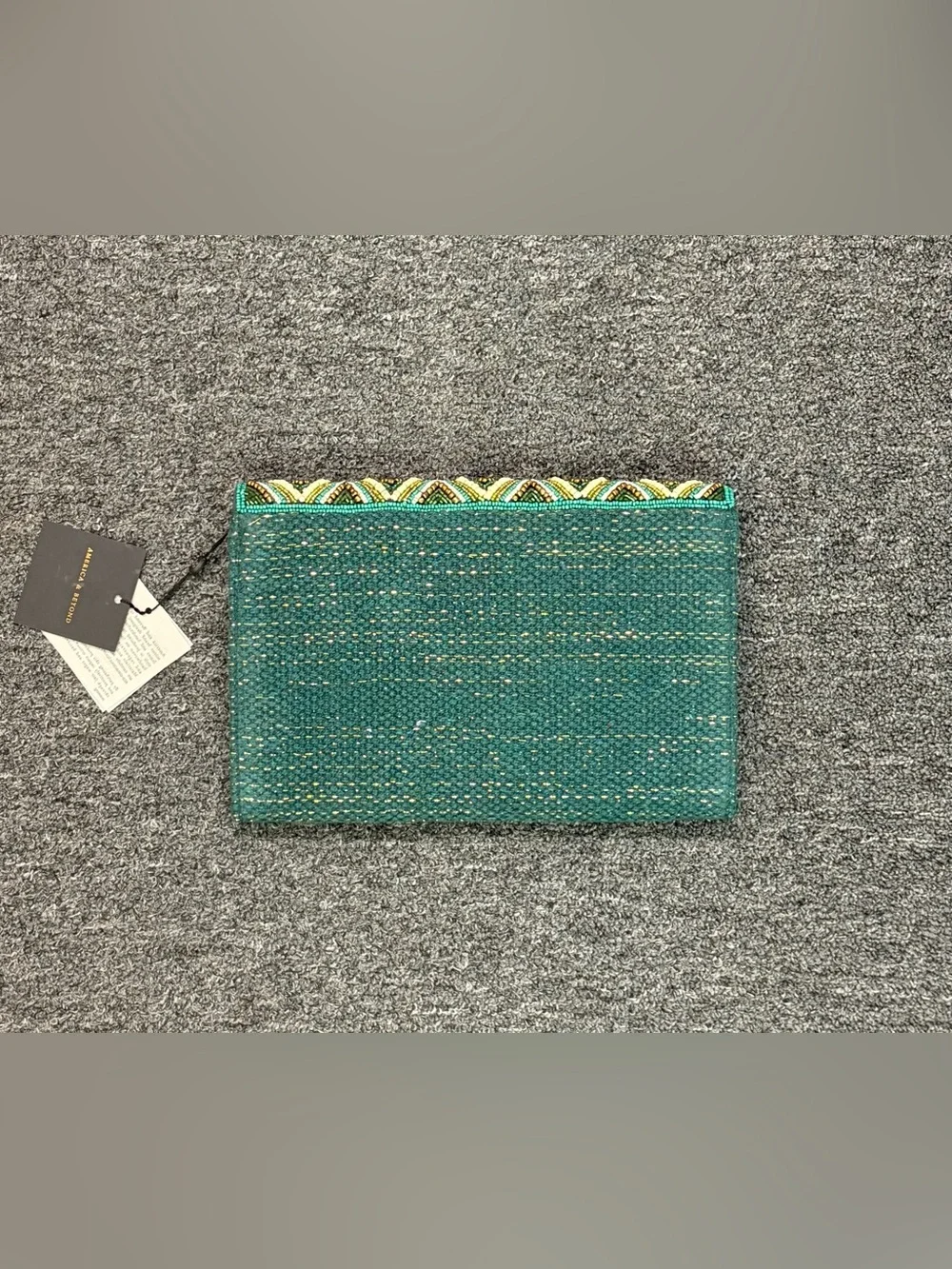 America & Beyond Beaded Evil Eye Clutch w/ Crossbody Strap- Green
